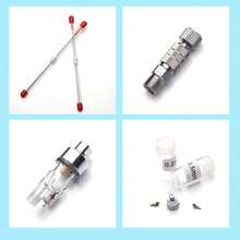 专业180k双动重力式喷笔套装，0.2mm/0.3mm/0.5mm喷笔套装，含9ml颜料杯、180cm金属手柄及精密喷嘴气管，适用于绘画、纹身、蛋糕装饰 - 銀色 - 查看 5