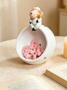 1 pièce Plateau de décoration de bureau en résine mouton mignon, convient pour les événements de célébration, le bureau, la maison, la décoration de table du salon (le nœud est un accessoire pour la photo, non inclus dans le produit), convient également pour la salle de bain, la chambre, grande capacité - Multicolore - Voir 8