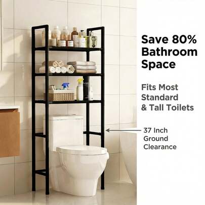 Metal Toilet Top Storage Cabinet |   Freestanding Iron Art Bathroom Storage Artifact With Spray Painted Frame, Storage Solution