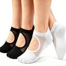 1/2/4 Pairs Women's Mesh Backless Non-Slip Yoga Socks, Indoor Floor Dance Socks - Multicolor - View 8