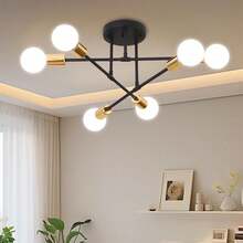 Modern Ceiling Lamp, Simple Six-Light Chandelier, Suitable For Living Room, Dining Room, Kitchen And Office (Bulb Not Included) - Black and Gold - View 12