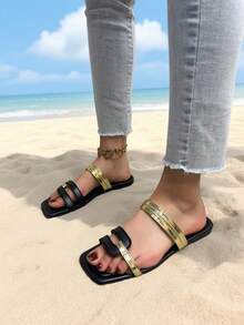 Women Flat Sandals - Gold - View 6