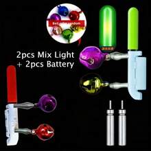 2/6pcs + Battery Set Night Fishing Warning Light Sticks, Fishing Bite Alarm With Battery, LED Fishing Alarm With Bell, Fishing Rod Light Bite Alarm With 2/6pcs CR425 Batteries - Multicolor - View 20