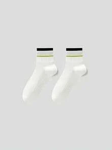 1/3/5 Pairs Men's Summer Breathable Ins Style Mid-Calf Socks, Spring/Autumn Anti-Odor Moisture-Wicking Short Crew Sports Socks - Multicolor - View 12
