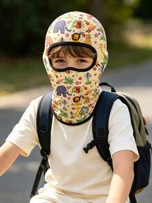 1 pieza Máscara facial cálida para niños - Máscara facial completa transpirable con protección solar adecuada para ciclismo y deportes al aire libre - 1 pieza de estampado para niños - Ver 4