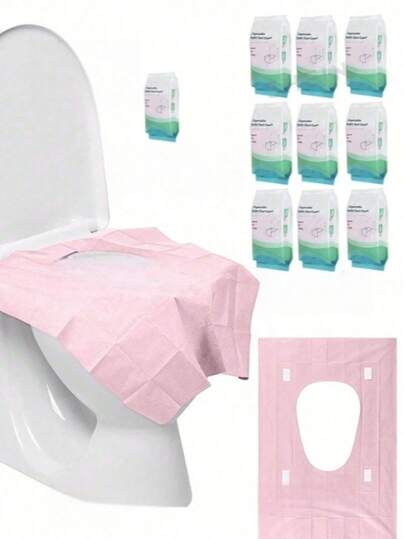 10pcs/Pack Disposable Waterproof Elongated Toilet Seat Covers, Suitable For Hotels, Public Places, Travel, Leisure Clubs And Home Use, Outdoor Travel Hotel Postpartum Tourism Supplies, Toilet Decoration, Autumn Decoration