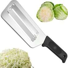 1pcs Stainless Steel Double-Layer Slicer, Kitchen Vegetable Knife Shredder Slicer Chopper, Cabbage Cutter Cabbage Shredder For Coleslaw Cabbage Slaw Chopper Knife (Black) - 黑色 - 查看 1