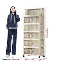 40cm/15,7in - 60cm/23,6in breiter Kunststoff-Aufbewahrungsschrank, mehrstöckige faltbare Aufbewahrungsbox, Küchen- und Essbesteck-Schrank, Küchenorganizer-Regal, Wohnzimmer-Spielzeug-Schrank, schmaler Spalt-Organizer, Küchen-Schmalschrank, Weihnachtsgeschenk, Aufbewahrungsbox, Unterbett-Aufbewahrung - transparent - Übersicht 13