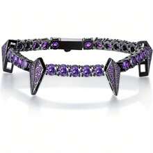 NEULRY Men's Tennis Bracelet- Heavy-Duty 5mm Thick Chain With Teeth& Claws, Gothic Jewelry Tennis, Gym, Everyday- Durable Metal Construction- Statement Athletic Accessory Men, Tennis Accessories, Gym Jewelry, Bold Design, Sturdy Bui - Purple - View 11