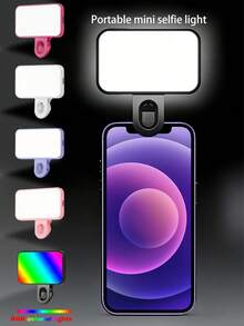 Multifunctional DUONENG Pocket-Sized Portable Selfie Light, Clip-On Video Conference Lighting With 3 Lighting Modes, Rechargeable, Suitable For Laptop/Phone/Tablet/Zoom Call/Makeup, For Selfie And Live Streaming - Multicolor - View 3