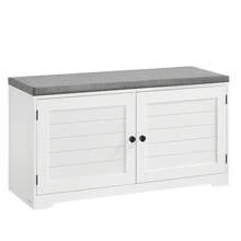 VASAGLE Shoe Changing Stool - White - View 1