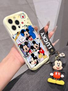 This Disney Mickey Mouse Lanyard Phone Case Is Fully Covered In TPU Material. It's Shockproof, Lightweight, And Compatible With IPhone17/16/11/13/15/15 Plus/15 Pro/15 Pro Max/12/14 Pro Max/11 Pro Max/12 Pro/12 Pro Max/13. This Phone Case Makes A Popular Birthday Gift Or Business Gift; It's Durable, Stain- And Fingerprint Resistant, And Suitable For Both Men And Women. The Set Also Includes A Mickey Mouse Phone Case And A Mickey Mouse Plush Bracelet. It's A Perfect Gift For Friends And Family. This Stylish Phone Case Is Fun, Lightweight, And Durable. IPhone17 Pro Max Phone Case, Minnie Mouse Phone Case. - White - View 4