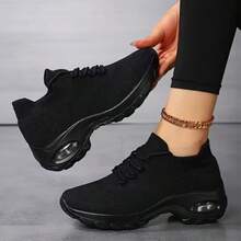 Women's Wide-Fit Athletic Shoes / Autumn-Winter Women's Minimalist Air-Cushioned Low-Top Running Shoes, Sports Outdoor Casual Athletic Shoes - Black - View 2