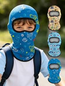 1 pieza Máscara facial cálida para niños - Máscara facial completa transpirable con protección solar adecuada para ciclismo y deportes al aire libre - 1 pieza de estampado para niños - Ver 1