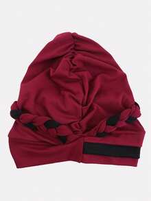 1 pieza Pañuelo de cabeza trenzado de dos colores hecho a mano para mujer, pañuelo de cabeza estilo africano adecuado para uso diario, playa, viaje - Multicolor - Ver 4