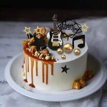 22 Unidades Adornos para tarta de guitarra, notas musicales, adornos para tarta de cumpleaños, modelo de guitarra 1:12, decoración para deúsico, de cumpleaños, tema Rock D2O6 - 22 piezas - Ver 7