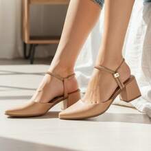 Women's Pumps With Elongated Toe And Rhinestones, Medium Heel 6cm, Black, Nude, Offwhite - 乾枯玫瑰色 - 查看 9