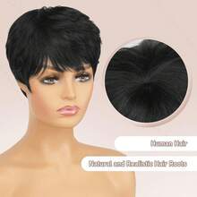 Pixie Cut Wig Human Hair Short Pixie Cut Wigs For Black Women Human Hair Glueless Pixie Wig Short Layered Brazilian Virgin Human Hair Wigs For Women Natural Color - Natural Black - View 4