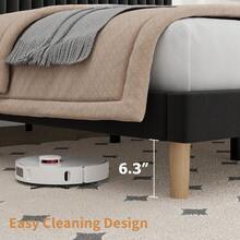 Hodeffior Velvet Double Bed Frame With Adjustable Headboard, Upholstered Platform Full Bed Frame With Wooden Slats, Noise-Reducing Design, No Box Spring Needed, Easy Assembly, Under Bed Storage - Black - View 4