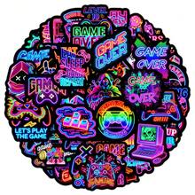 50 piezas Pegatinas de grafiti de juegos de neón de dibujos animados, calcomanías creativas para tableta, cuaderno de bocetos, decoración de espejos, suministros de scrapbooking - 50 juegos de neón - Ver 5