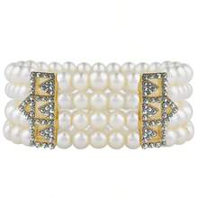 1 pezzo Braccialetto di perle a 5 file in stile europeo, in materiale di vetro, accessorio da donna per feste in casa - Multicolore - Visualizzare 19