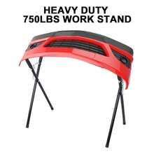 Soporte de trabajo portátil ajustable de alta resistencia - Capacidad de 750 libras - Estructura de acero plegable con superficie acolchada y patas de goma - Ideal para garaje, reparación de carrocería, bricolaje, taller - Paquete de 3 - A - Ver 4