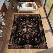 Gothic Floral Mandala Dark Area Rug, Boho Gothic Living Room Area Decor, 32*20inch /84*60inch,Perfect Choice For Gift ,Stylish And High-Quality Rugs, Perfect For  Decorations And GiftsHome Decor, The Best Choice For Gothic-Style Birthday Gifts - Black - View 1