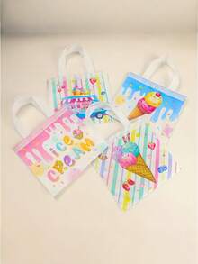4pcs/Set Non-Woven Ice Cream Themed Reusable Bags, Sweet And Energetic, Suitable For Birthday And Summer Parties, And Practical, Fashionable For Outdoor Storage - View 2