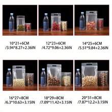 Set de 10/20/40/50 piezas de bolsas con cremallera transparentes y mate con asas, aptas para uso doméstico, reutilizables, para viajes, almacenamiento de caramelos, frutos secos, aperitivos, galletas, té, frutas, con sellado hermético, también adecuadas para almacenamiento y conservación en cocinas comerciales, accesorio ideal para vacaciones, bodas y fiestas. - Escarchado - Ver 11