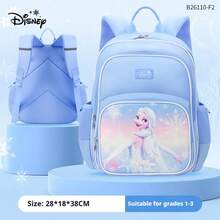 Balo Disney Elsa thời trang học sinh, dung tích lớn, cho học sinh tiểu học lớp 1-3, nhẹ, kháng khuẩn, thoáng khí, chống nước, màu xanh, sợi polyester, kích thước 28*18*38cm - Một mảnh - Xem 6