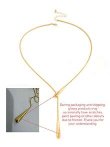 1pc Fashion Creative Water Drop Snake Bone Chain Necklace, Minimalist Versatile Water Drop Pendant Snake Bone Chain Y-Shaped Necklace, Suitable For Women's Daily, Vacation, And Party Wear - Gold - View 8