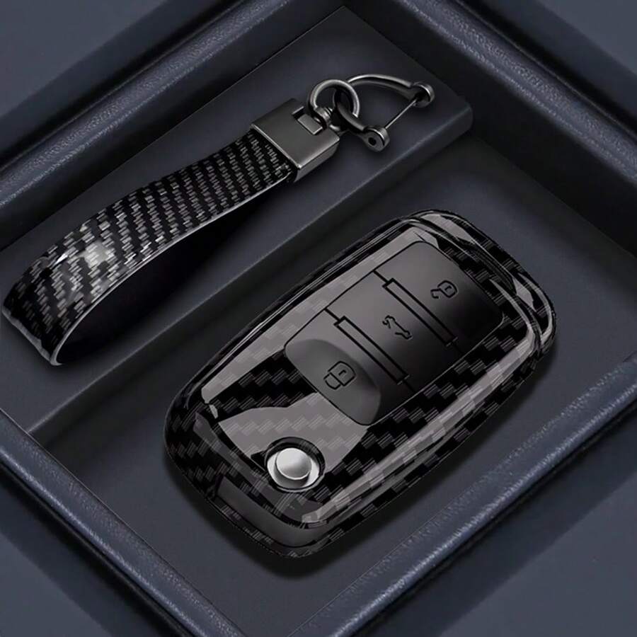 Ốp chìa khóa xe hơi bằng sợi carbon ABS cho VW Polo Tiguan Passat Golf 7 Jetta Kodiaq Superb Octavia Seat - A - Xem 1