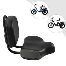 RainWeel Bike Seat With Backrest, Oversized Comfort Bicycle Saddle Replacement, Soft Memory Foam Padded PU Leather Bike Cushion, Oversized Comfort Bicycle Saddle, Ergonomically Designed Curved Seat, Soft Memory Foam Padded Cushion, Universal PU Cushion For E-Bike, Tricycle, Mountain Bike - 黑+灰 - 查看 12