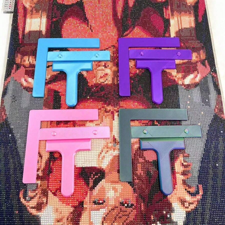 钻石画对齐工具：水平尺、直角尺和推钻——旨在帮助您将钻石与画布对齐，使钻石画制作过程更加轻松。完整工具包