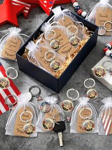 12/3pcs USA 250th Independence Anniversary Keychain Set, Statue Of Liberty Design With Thank You Card And Organza Bag, Independence Day Small Gift, Memorial Keychain Set, Theme Party Favor, Suitable For USA Founding Anniversary Gift, Independence Day Small Gift, Precious Collection For Enthusiasts - Independence Day Edition - View 1