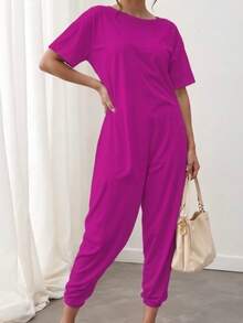 Women Jumpsuits - Hot Pink - View 2