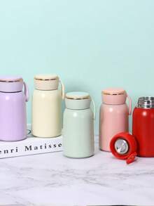 NOVO Garrafa Térmica Mini Macaron: Estilo e Praticidade em Cores Suaves 300ml - rosa - Visão 2