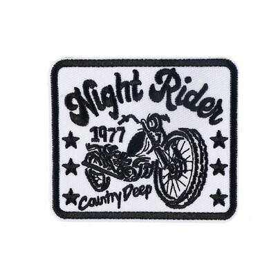 1pc Punk Rock Motorcycle "Night Rider 1977" Embroidered Patch, Suitable For Denim Jacket, Hat, Backpack DIY Decoration, Cool Gift For Bikers And Rock Fans