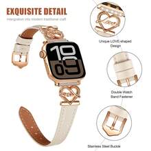 Fashionable Fitted Leather Watch Band For Apple Watch, 38mm 40mm 41mm 42mm 44mm 45mm 46mm 49mm, With Heart-Shaped Bracelet, Compatible With Apple Watch Series 11 10 9 8 7 6 5 4 SE 3 2 1, Size: Fits 5.3 Inch To 7.4 Inch Wrist Circumference - 42/44/45/46/49mm - View 9