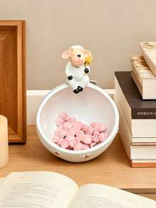 1 pièce Plateau de décoration de bureau en résine mouton mignon, convient pour les événements de célébration, le bureau, la maison, la décoration de table du salon (le nœud est un accessoire pour la photo, non inclus dans le produit), convient également pour la salle de bain, la chambre, grande capacité - Multicolore - Voir 12