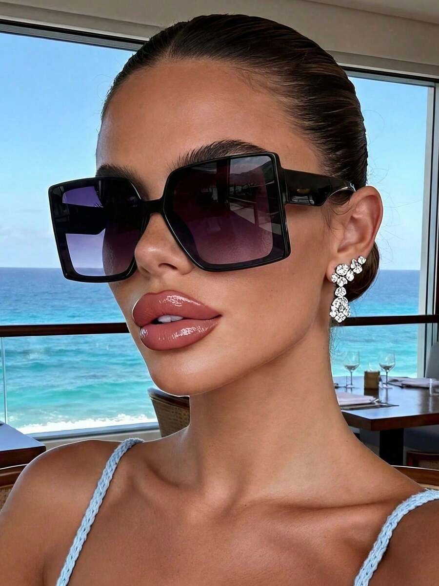 نظارة شمسية مربعة كبيرة الحجم للجنسين، متدرجة اللون، مناسبة للأناقة الشارعية، السفر، العطلات، الرياضة، القيادة، المهرجانات، الخروجات، اكسسوارات الصيف، رحلات العائلة، حماية من الأشعة فوق البنفسجية، الجولف، التنزه، الملابس الأنيقة، أجواء العطلات، التمارين الرياضية، الحفلات، الأناقة الشارعية، الصيد، الأنشطة الخارجية، العطلات، الفعاليات الخارجية، حماية من الشمس، العطلات - أسود رمادي مزدوج - مشاهدة 1