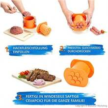 Máquina para hacer salchichas con 1 botón, puede hacer 7 salchichas a la vez, incluye extrusor manual de carne de perro caliente y molde antiadherente, ideal para hacer albóndigas y herramientas para barbacoa - Naranja - Ver 7