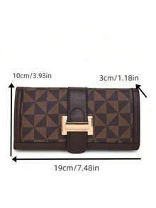 Cartera clásica retro de mujer con estampado de molino de viento en marrón, de tres pliegues con cremallera para monedas, ligera y tipo embrague, regalo ideal para festivales, graduación, día del maestro, cumpleaños, día de la madre, vacaciones, graduación, lindo para mujer - Marrón - Ver 7