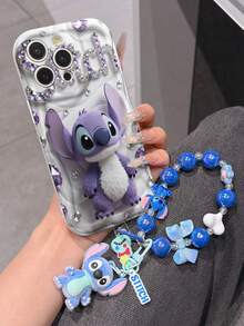 This Disney Stitch Lanyard Phone Case Is Fully Covered In TPU Material. It's Shockproof, Lightweight, And Compatible With IPhone17/16/11/13/15/15 Plus/15 Pro/15 Pro Max/12/14 Pro Max/11 Pro Max/12 Pro/12 Pro Max/13. This Phone Case Makes A Popular Birthday Gift Or Business Gift; It's Durable, Stain- And Fingerprint-Resistant, And Suitable For Both Men And Women. The Set Also Includes A Mickey Mouse Phone Case And A Stitch Plush Bracelet. It's A Perfect Gift For Friends And Family. This Stylish Phone Case Is Fun, Lightweight, And Durable. IPhone17 Pro Max Phone Case, Angel Phone Case. - trắng - Xem 2
