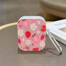 Crystal Sequin & Floral Strawberry Print Protective Case Compatible With Apple Wireless Charging Case, Scratch-Resistant & Anti-Drop - Clear - View 11