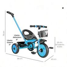 Triciclo Bicicleta Juguete Infantil con Cesta y Cajuela Color Azul - Caqui - Ver 5