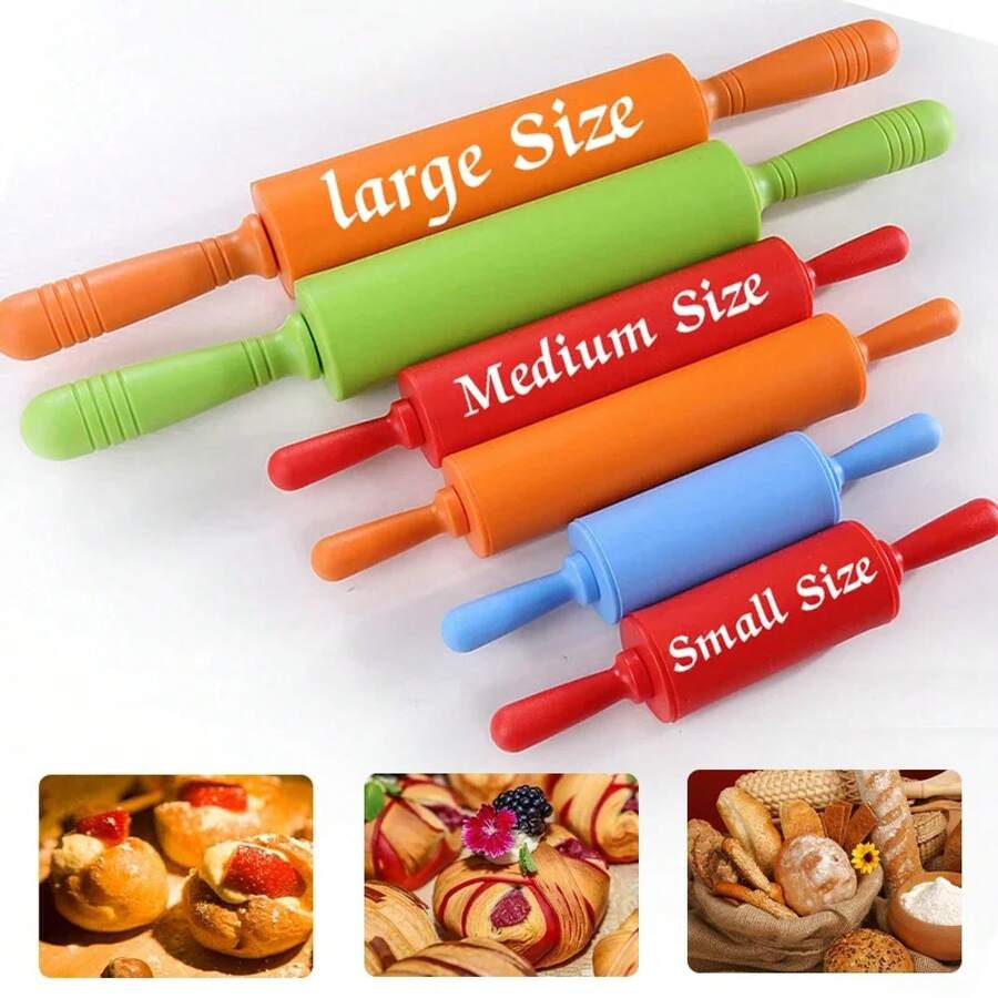 Rodillo de silicona antiadherente para masa de pastelería, rodillo de harina para Fondant, pastel, fideos, bola de masa, herramienta para hornear en la cocina, 32/30/43cm ZWFH - 22x4cm Verde - Ver 1