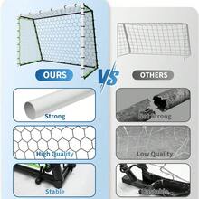 Portería de fútbol portátil de 12x6 pies con red de rebote 5 en 1 - Estructura de acero duradera, montaje rápido, estacas para el suelo y bolsa de transporte - Ideal para deportes en equipo de niños, jóvenes y adultos - Portería de fútbol con rebote multidireccional - Ver 7