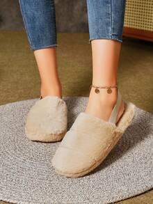 OBOVAY Unisex Simple Solid Color Slip-On Slippers, Flat Memory Foam Indoor Slippers - Anti-fall and Khaki - View 3