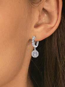 Bông tai bạc 925 không gây dị ứng, đính đá Cubic Zirconia hình hoa, thiết kế tối giản tinh tế, phù hợp để đeo hàng ngày, quà tặng sinh nhật. - Bạc - Xem 2